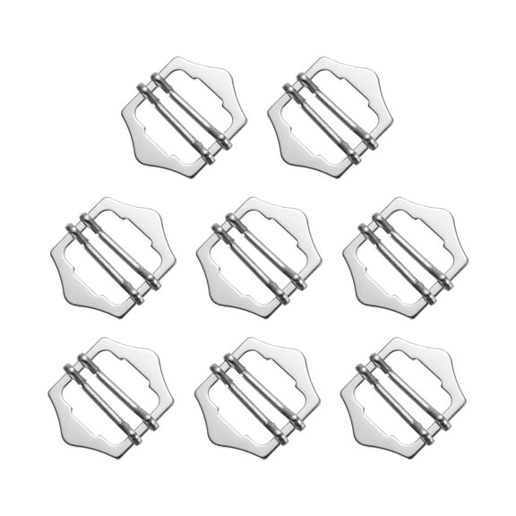 8Pack Metal Adjuster Slide Buckles, 20mm Webbing Strap Roller Pin Clip (Silver)