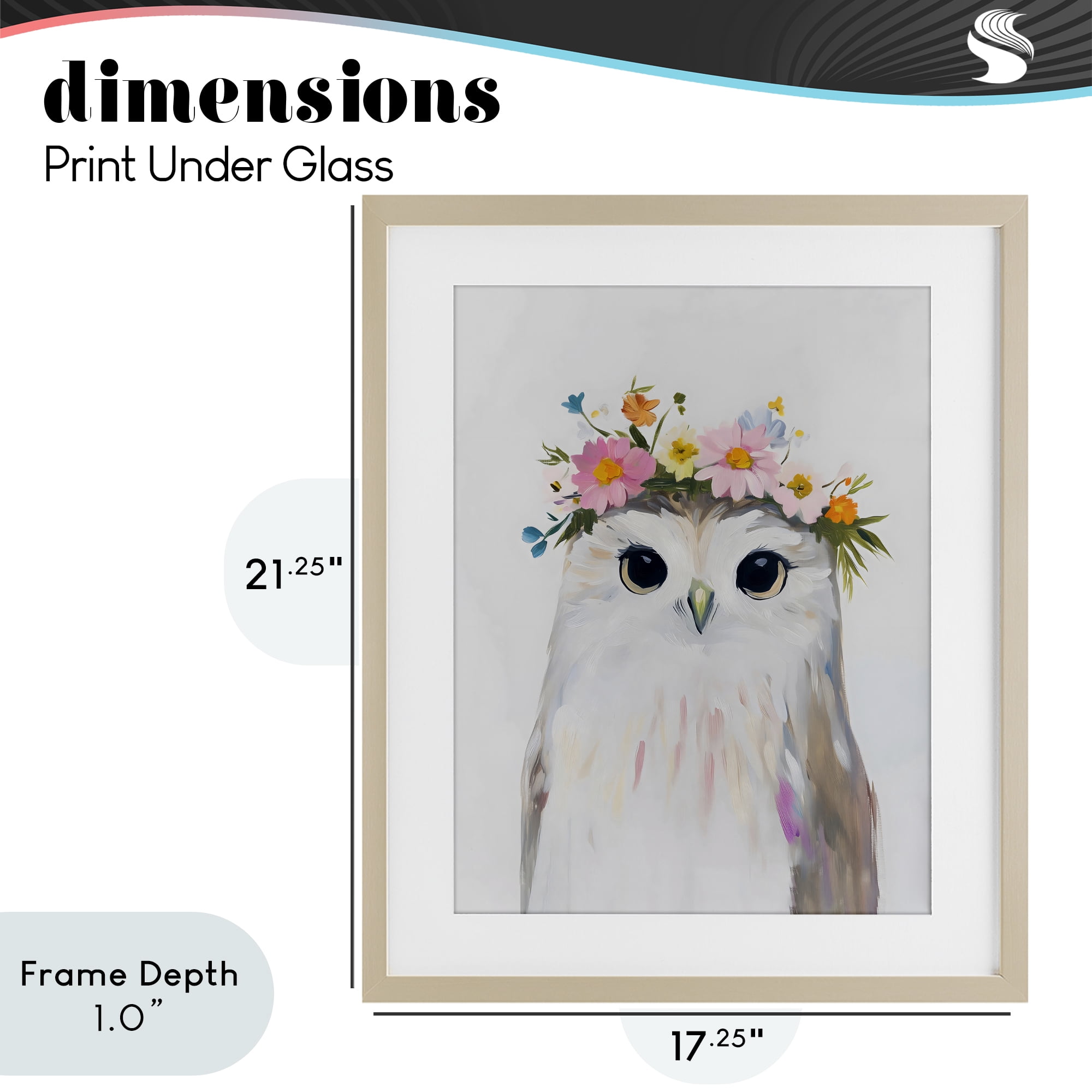 Stupell Industries Flower Crown Owl Birch Framed Print Under Glass, design by The Prints Vibe