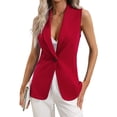 thumbnail image 2 of Women's Sleeveless Blazer Vest Single Button Lapel Open Front Suit Waistcoat for Business Casual Office Wear M, 2 of 8