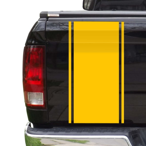 Racing Stripes Styling Straight Lines Sport Lines Truck Tailgate Vinyl Decal Sticker Compatible with most Pickup Trucks … (11" x 25", Yellow)