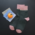 thumbnail image 3 of Women's Cotton Crew Socks - Colorblock Stripes Fashion Ultra-Soft Cute Comfortable Casual Vintage Socks 4 Pairs (US, Numeric, 4, 7, Regular, Regular, Dark green/Pink), 3 of 6