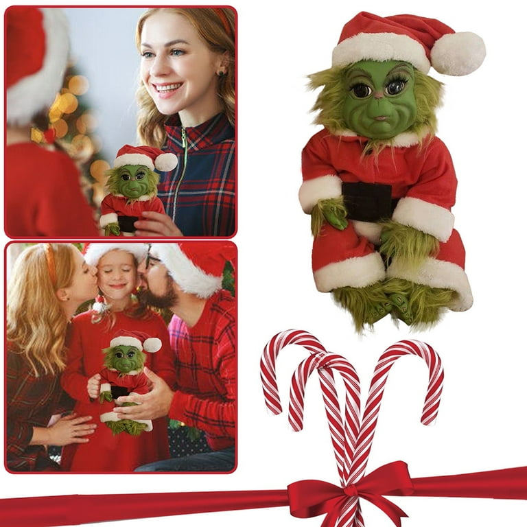 Christmas Grinch Stuffed Plush Elf Doll Gift Kids Birthday Green Monster  House Decorations 