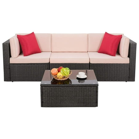 Lacoo 4 Pieces Outdoor Pe Wicker Conversation Set Rattan Sectional With Chushions And Table Beige From Accuweather - Hermosa 4 Piece Wicker Patio Set With Cushions Lacoo 4 Pieces Outdoor Pe Wicker Conversation Set Rattan Sectional With Chushions And Table Beige From Accuweather - Hermosa 4 Piece Wicker Patio Set With Cushions