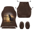 thumbnail image 5 of SCRAWLGOD Cross Horse Print Brown 4 Pcs Gaming Chair Covers Slipcovers with Armrest Covers Breathable Computer Chair Cover Stretchy Gamer Chair Cover Cat Scratch Proof, 5 of 7