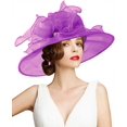 thumbnail image 3 of Women Floral Organza Tea Party Hat Ladies Flat Brim Bridal Shower Hat Church Hat Fascinator, 3 of 4