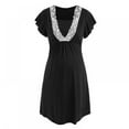 thumbnail image 3 of Baywell Women 3 in 1 Delivery/Labor/Maternity/Nursing Nightgown Short Sleeve Pleated Breastfeeding Sleep Dress, Black, L, 3 of 7