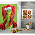 thumbnail image 3 of Cortina de ducha con diseño de El Grinch, resistente al agua y al moho, impresa digitalmente en 3D HD, 3 of 5