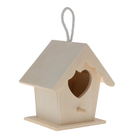 Bird House to Paint for Adults Outside Wood Nest with Perch No Assembly
