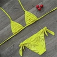 thumbnail image 4 of lnmuld Girls 2-Piece Solid Color Ruffled Triangle Bikini with Side Tie Bottom UPF 50+ Size:7-14 Years, 4 of 7