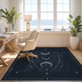 thumbnail image 3 of Design&I 3'x5' Washable Area Rug Low Profile & Durable Daily Traffic Ready Dark Blue Silver Celestial Design Mystical Moon Phases with Star Accents for Home Office, Hallway, 3 of 7