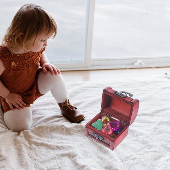 AthitqqM 1 Set Acrylic Gemstones Kids Gemstone Toys with Pirate Treasure Chest Box