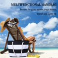 thumbnail image 6 of 100Fens Tropical Summer Striped Beach Bag For Women Tote Bags Reusable Grocery Shoulder Bag With Zipper Pocket, 6 of 6