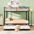 thumbnail image 4 of Harper & Bright Designs Full Size Metal Bunk Bed with Trundle, Full Over Full Metal Bed Frame with Ladder and Guardrail for Bedroom , Black, 4 of 7