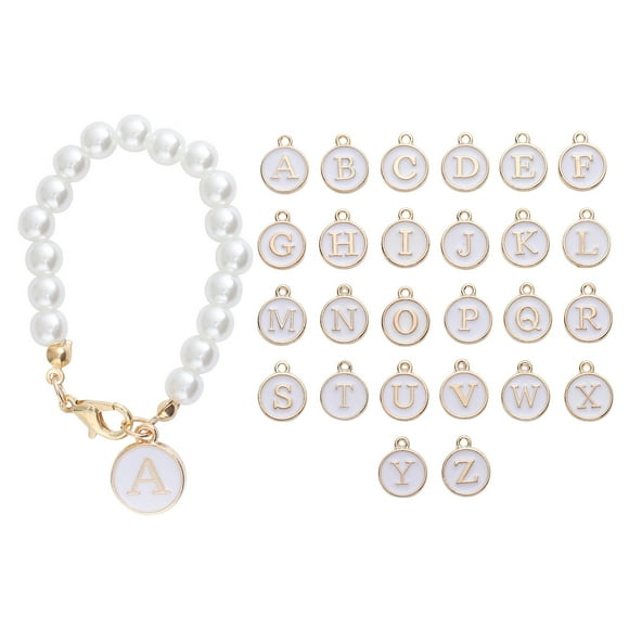 Riforla 1pc Letter Pearl Chains Accessories for Stanle.y 30/40 Oz Tumbler with Handle Initial Name ID Handle for Simple Modern/ Cup Hangs Home Decor White