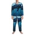 thumbnail image 3 of Balery Ocean Dolphin Fish School Pijama para Hombre de Dos Piezas con Manga Larga, Conjunto de Dormir y Descanso Suave con Bolsillos-Medium, 3 of 7