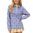 thumbnail image 3 of Falkdiz Sweet Shirts for Girls Long Sleeve Back to School Pullover Winter 1/4 Zipper Casual Collar Girls Tops Travel , Navy , Size: 5-6 Years, 3 of 9