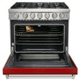thumbnail image 2 of KOSTCH 36in Freestanding Liquid Propane Gas Range with 6 Sealed Burners and 6 Cu. ft Oven, Stainless Steel in Red, 110V, 2 of 9