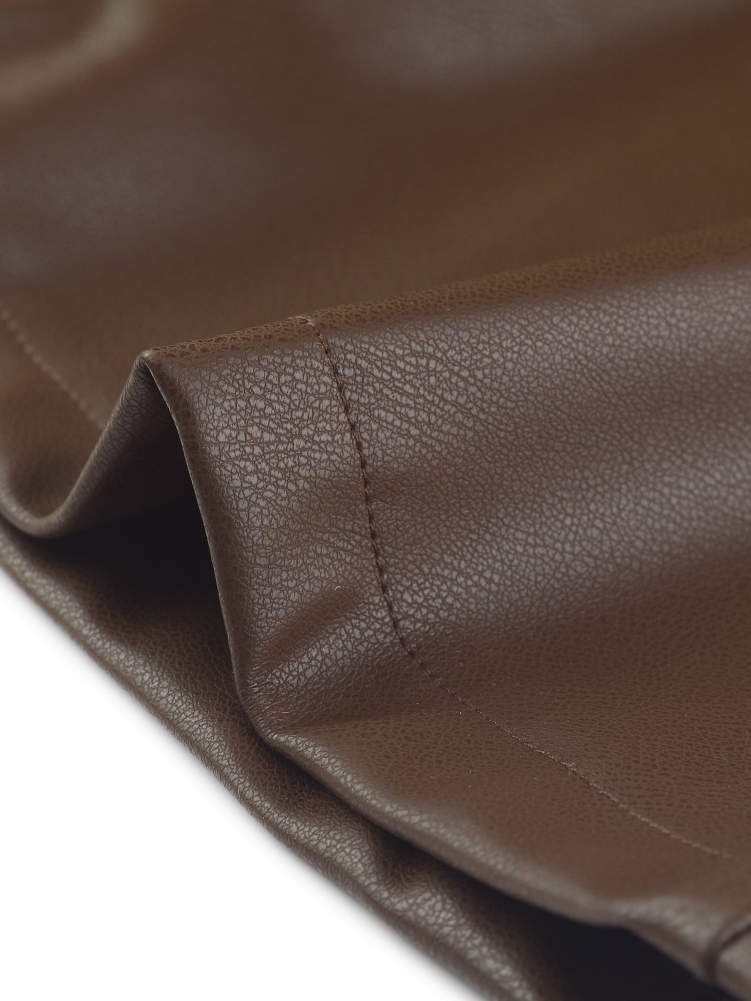 DARING DIVA Women's Faux Leather Flared High Waist Bell Bottom PU Trousers S Coffee