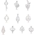 thumbnail image 1 of 10pcs Mixed Shape Cage Locket Clip Gem Beads Box,Add Your Own Pearls, Stones, Rock to Cage,Add Perfume and Essential Oils to Create a Scent Diffusing Pendant Charms (Silver), 1 of 2