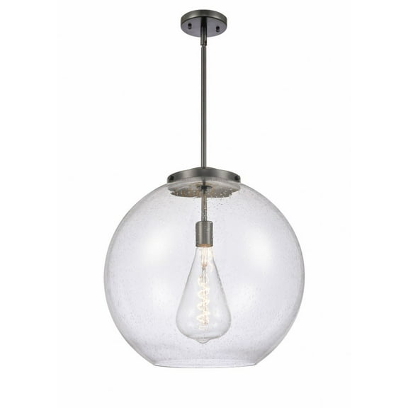 221-1S-BK-G124-18-Innovations Lighting-Athens - 1 Light Pendant In Industrial Style-18.38 Inches Tall and 17.75 Inches Wide-Matte Black Finish-Seedy