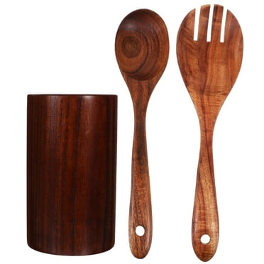 Zehuanyu 1 Set of Kitchen Utensils Set Multi-use Cutlery Bucket Wooden Small Fork and Spoon Utensil