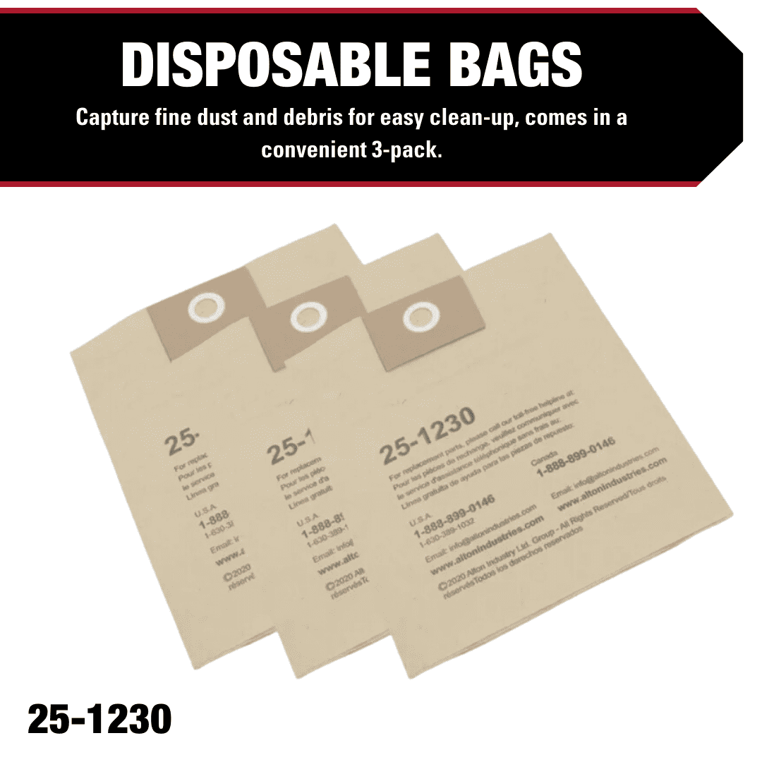 Hyper Tough 3 Gallon Wet/Dry Vac Filter Replacement Bundle - High-Efficiency Disposable Bag 3-Pack, Foam Filter, Cloth Filter & Clamp