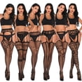 thumbnail image 1 of Women's Sexy Underwear Hollow-out Garter Jacquard Leggings Fishnet Socks, 1 of 1