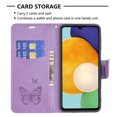 thumbnail image 4 of Allytech Embossed Butterfly Case for Samsung Galaxy A13 5G [Not for 4G], PU Leather Card Slots Flip Stand Magnetic Closure Wrist Strap Lanyard Protective Cover for Galaxy A13 5G, Violet, 4 of 5