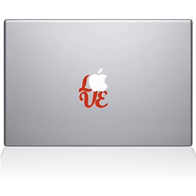 The Decal Guru Hand Lettered Love Decal Vinyl Sticker, 12" MacBook, Orange (2340-MAC-12M-P)