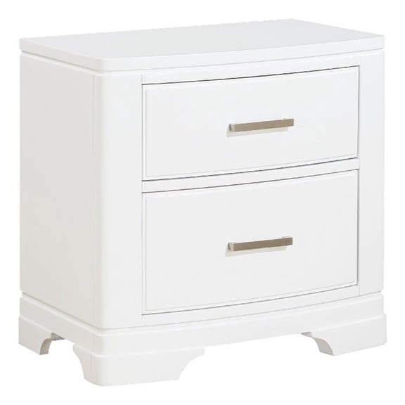 Hudy 2 Drawer Nightstand- Metal Handles- 26 Inch- White Birch Veneer