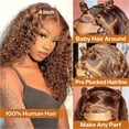 thumbnail image 2 of Curly Bob Wig Synthetic Wig Deep Wave 13x6 HD Lace Front Wigs For Black Women Hair Pre Plucked Wear And Go Glueless Short Wet And Wavy Chocolate Brown 12 Inch, 2 of 6
