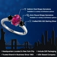 thumbnail image 2 of Gem Stone King 1.89 Ct Oval Red Created Ruby Black Diamond 925 Sterling Silver Ring, 2 of 6