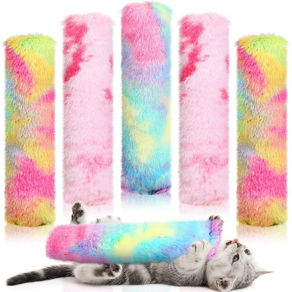 Holzlrgus 6 Pcs Catnip Toys Interactive Cat Kicker Toy Plush Fabric Cat Kick Toy Sticks Chasing Chewing Exercising Catnip Filled Cat Toys Cat Chew Toy for Puppy Kitty (Candy Color, 10.6 Inch)