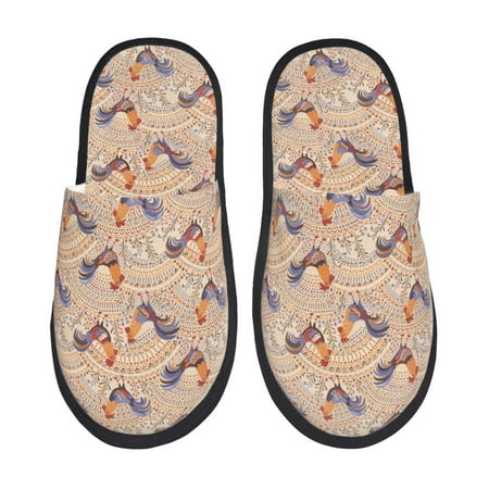 

Pofeuu Roosters In Floral Print EVA Fuzzy House super light Slippers Slippers Scuff Outdoor Indoor Warm Cozy Plush Bedroom Shoes Soft Flat Comfy Anti-Slip-Large