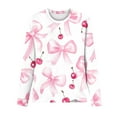 thumbnail image 4 of Aobny Sexy Blouses for Women Cherry Pink Bow Tops High Neck Pullover Long Sleeve Work Out Tops Gym for Women,M, 4 of 5