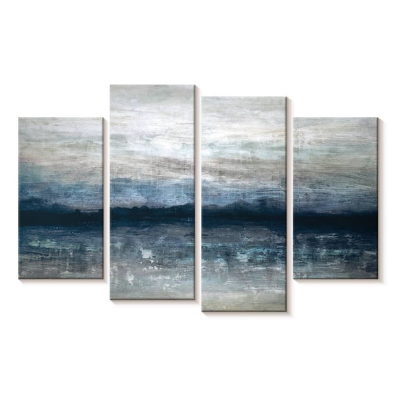Elephant Stock Shimmer Abstract Wall Art - Horizontal Multi Panel Canvas - Living Room Wall Decor - Abstract Multi Panel - Gray And Blue Decor By Stephane Fontaine - 30" x 18"