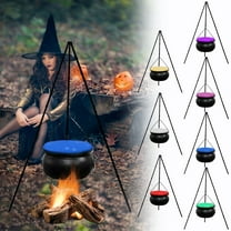 Kdkad Large Halloween Witches Cauldron on Tripod - Halloween Decorations, LED-Sparkling Outdoor/Indoor Decor with Spooky Candy Bowl Bucket & Light-Up Plastic Party Display