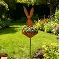 thumbnail image 5 of BAOPAI Vintage Easter Metal Bunny Shaped Garden Stake Planter with Patina Finish for Small Flowers Succulents Outdoor Decor Spring Garden Display, 5 of 9