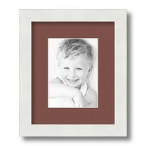 ArtToFrames 9x11" Matted Picture Frame with 5x7" Single Mat Photo Opening Framed in 1.25" Satin White Frame and 2" Brique Mat (FWM-3966-9x11)