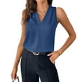 thumbnail image 2 of Ktyne Blue Shell Top Women Under Blazer Professional Sleeveless Blouse To Wear Under Blazers V Neck Vest Summer Fashion Work Tops Navy M, 2 of 7