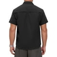 thumbnail image 3 of INSPIRE CHIC Men's Solid Cargo Shirt Two Pockets Short Sleeve Utility Shirts XL Black, 3 of 5