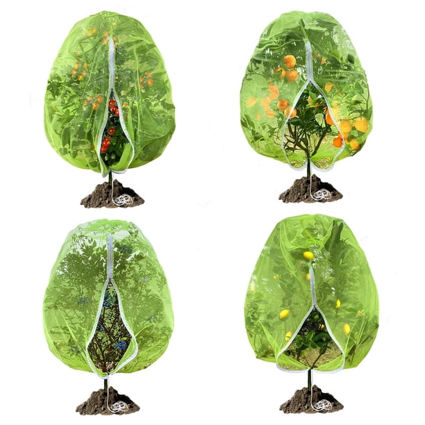 Red para árboles frutales RIFNY, cubierta de malla verde de 1,2 x 1 m, 4 unidades