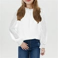 thumbnail image 5 of Long Sleeve Shirt with Ruffles Girls Solid Color Chiffon Blouses Frill Mock Neck Shirt Lantern Sleeve Tshirt Cute Crewneck Girls Top, 5 of 7