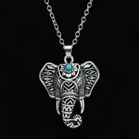GKNET Bohemian Vintage Silver Elephant Turquoise Pendant Necklace Women Delicate Jewelry Gift