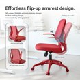 thumbnail image 3 of Silla de oficina ergonómica con color, 350 lb, para uso en el hogar, respaldo de malla, espuma moldeada integrada, asiento cómodo, reposabrazos giratorio, ignífuga, rotativa y multifuncional (rojo), 3 of 4