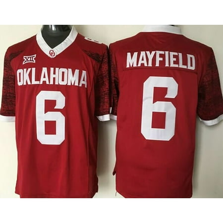 Custom Oregon Football Jersey - Mens Oklahoma Sooners MAYFIELD #6 Football Jersey Red Medium