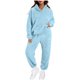 thumbnail image 1 of Traje pantalón informal de manga larga con capucha y bolsillos para mujer, de color liso - Tejido de poliéster - Tallas XS/S/M/L/XL/XXL, 1 of 4
