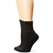 Medipeds Women's Diabetic Quarter Socks with Non-Binding Top and Cushion 4 Pairs, Black, Shoe Size 7-10/ Sock Size 9-11