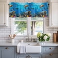 thumbnail image 2 of Summer Marine Life Valances for Windows Modern Turtle Shark Coral Fish Rod Pocket Curtain Valance Window Treatment Short Curtains for Kitchen Living Room, 54"x18", 2 of 9