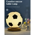 thumbnail image 4 of Lámpara de mesa de vidrio con regulador de intensidad remoto para decoración de dormitorio y estudio Luz de noche LED de madera con temática de fútbol, 4 of 8